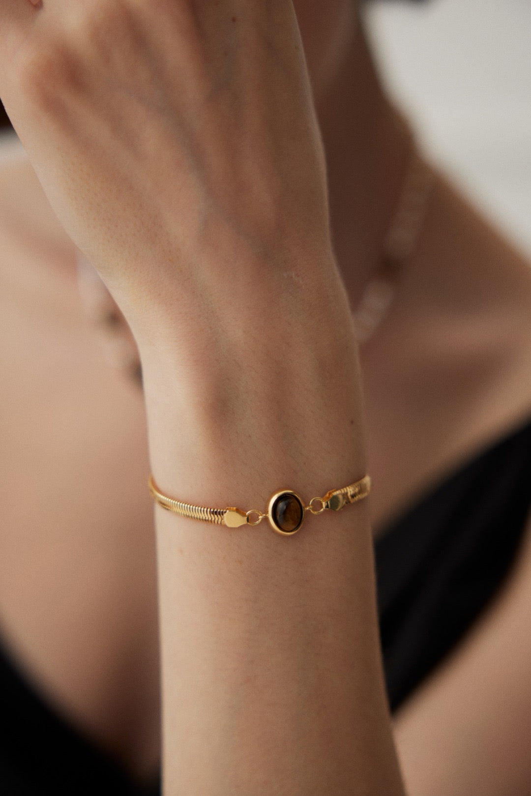 Natural Lapis Lazuli/Tigerite Golden Weave Bracelet
