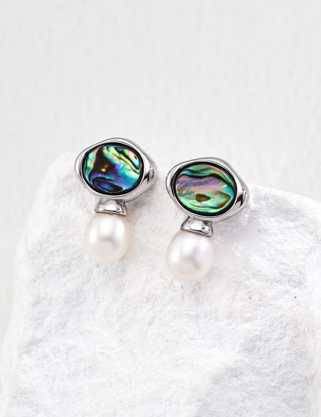 Ocean Whisper Pearl Abalone Shell Earrings
