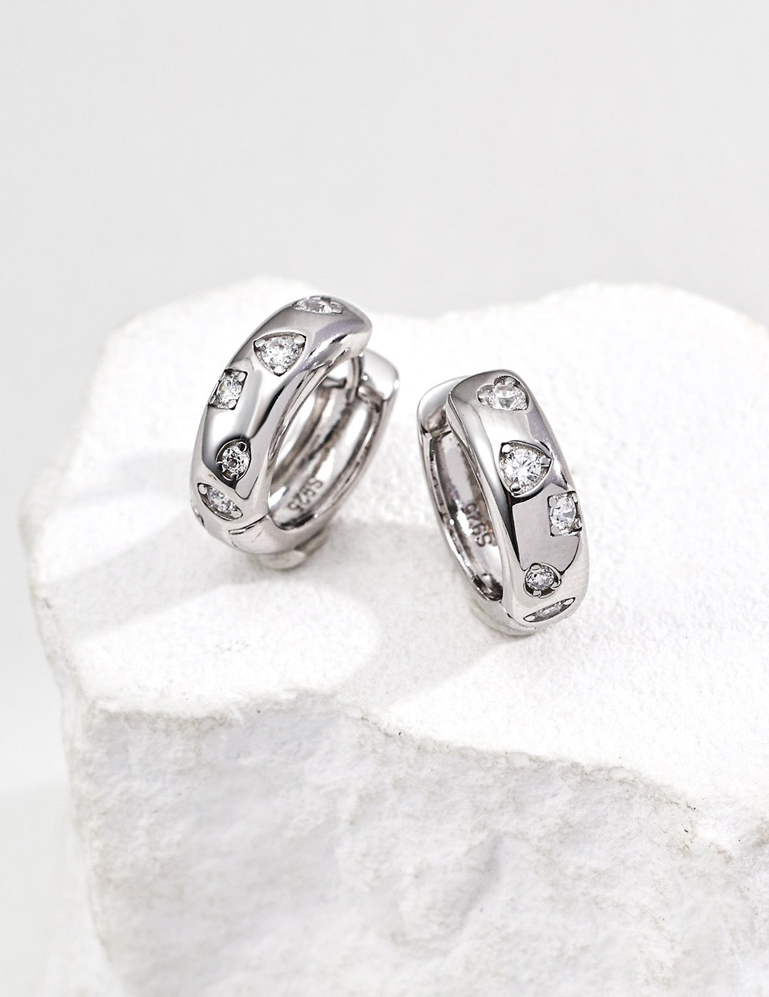 Sterling Sliver Sparkle Zircon Earrings