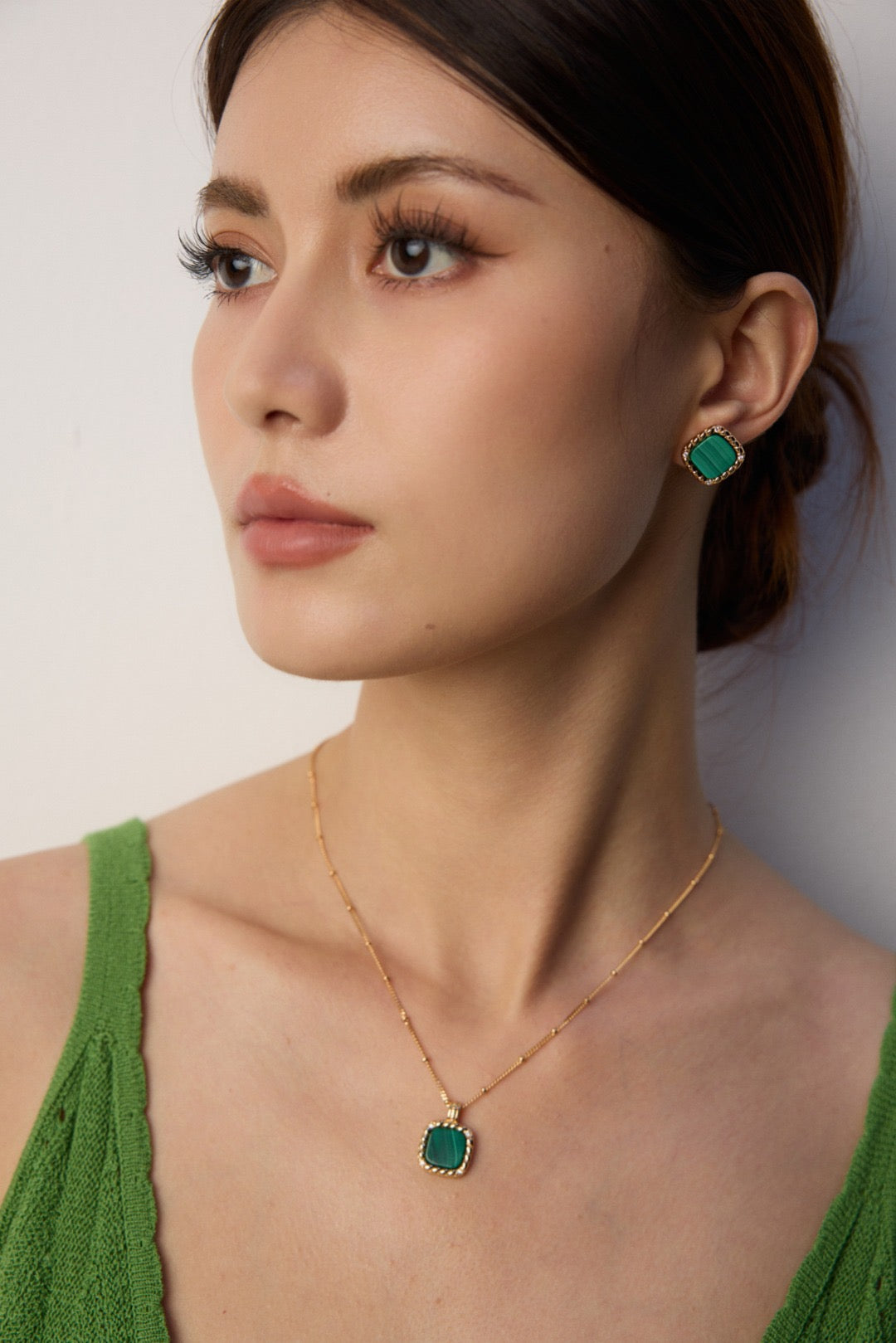 Curated Malachite & Zircon Aurora Necklace