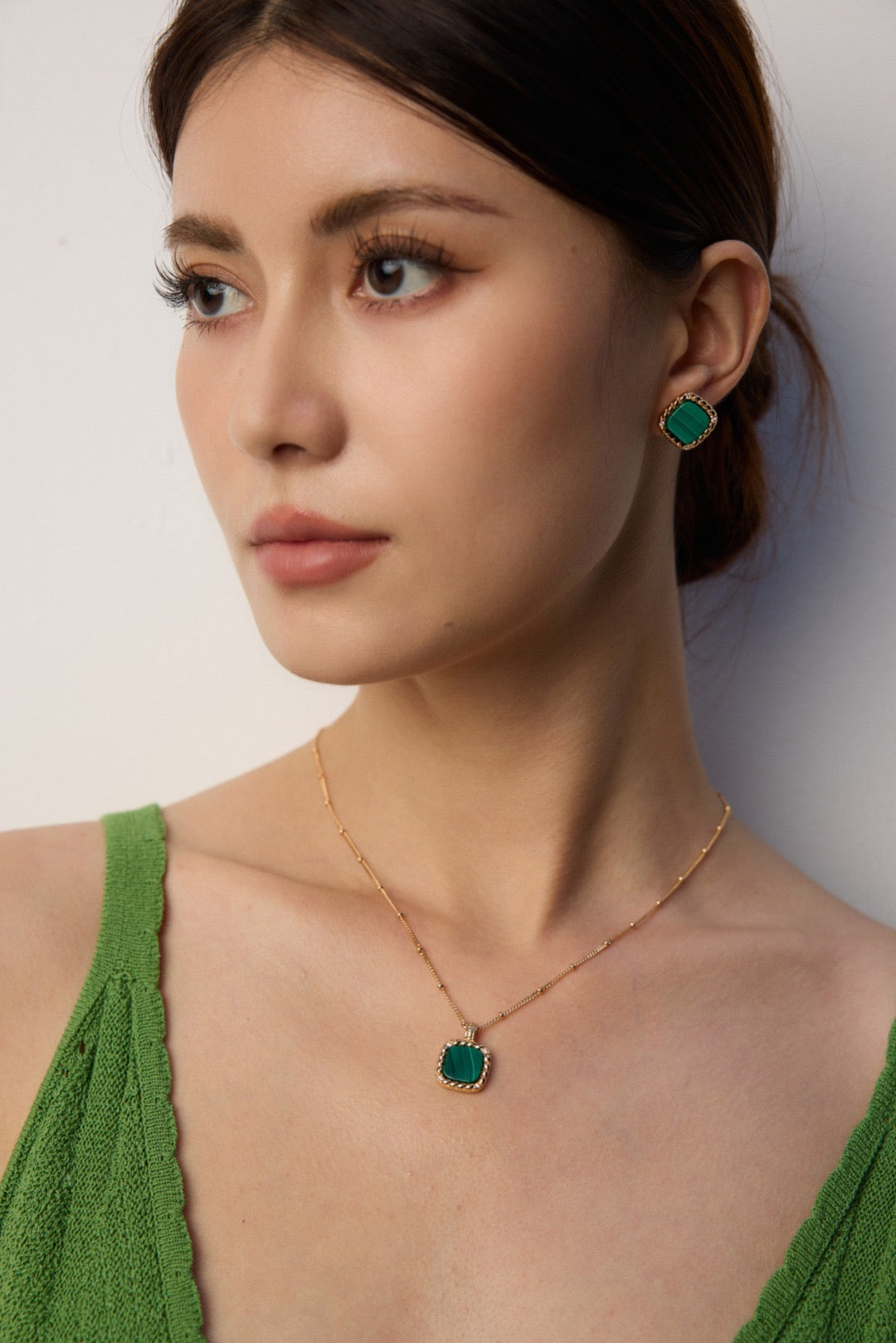 Curated Malachite & Zircon Aurora Necklace