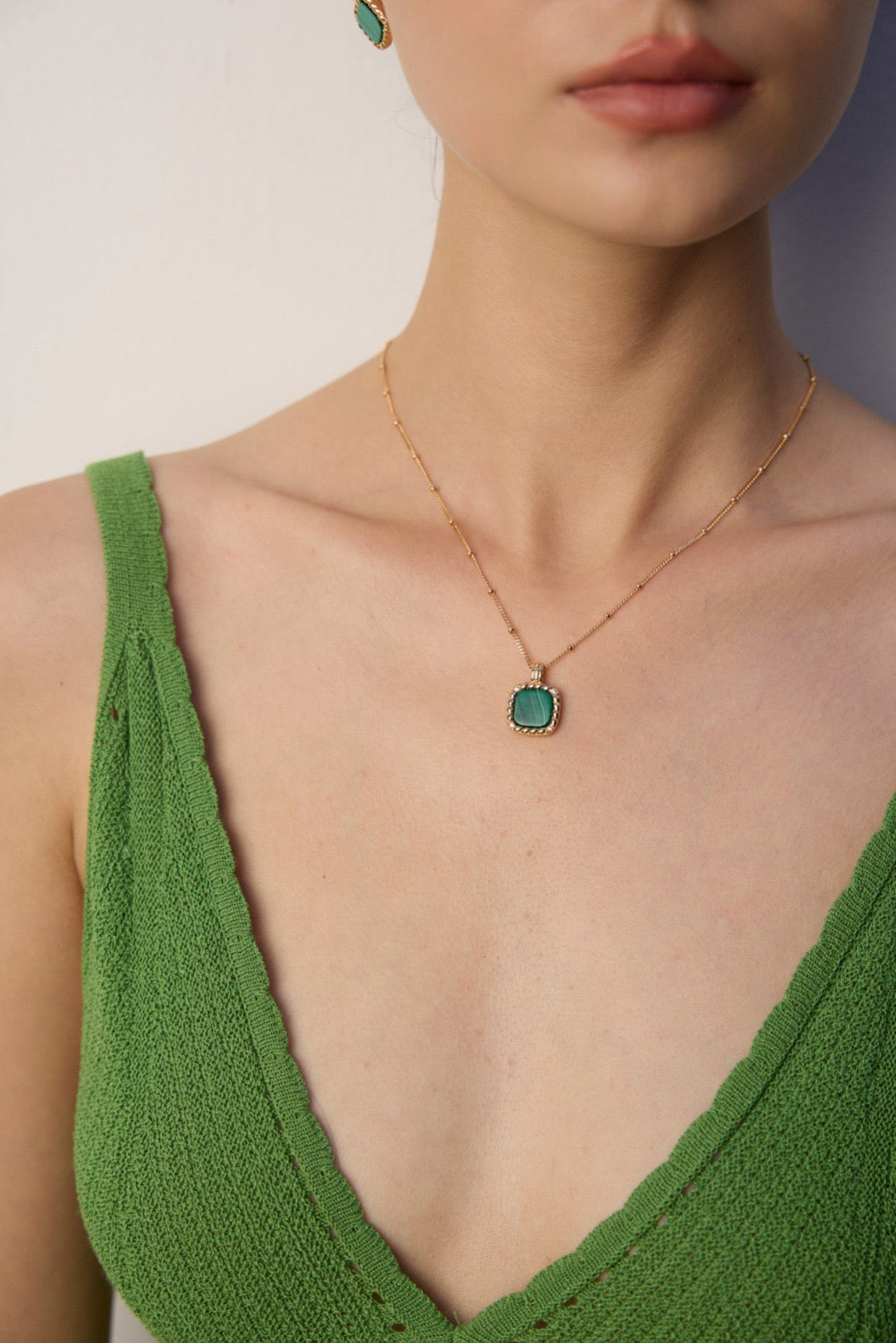Curated Malachite & Zircon Aurora Necklace