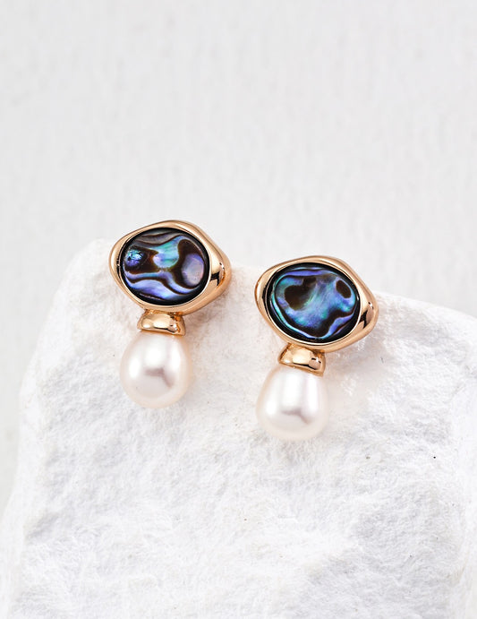 Ocean Whisper Pearl Abalone Shell Earrings