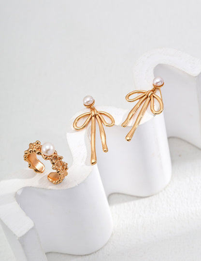 Vintage Butterfly Knot Stud Earrings
