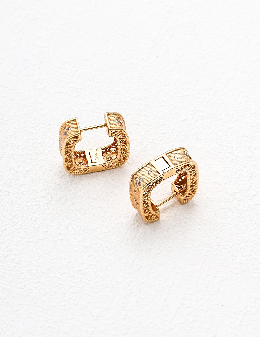 Golden Lattice Zircon Hoops