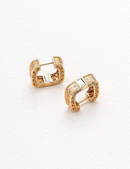 Golden Lattice Zircon Hoops