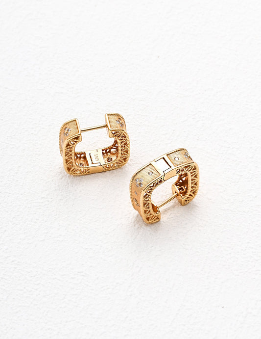 Golden Lattice Zircon Hoops