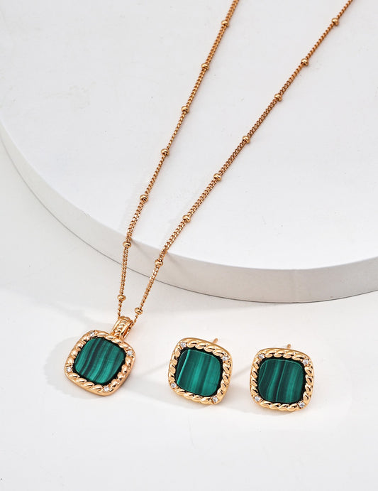 Curated Malachite & Zircon Aurora Necklace
