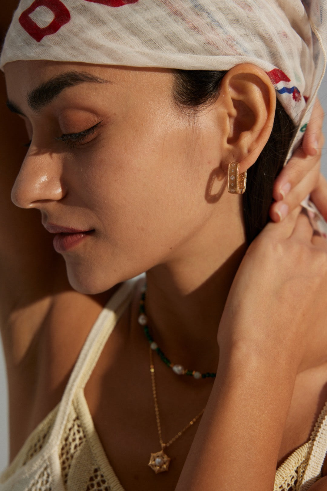 Golden Lattice Zircon Hoops