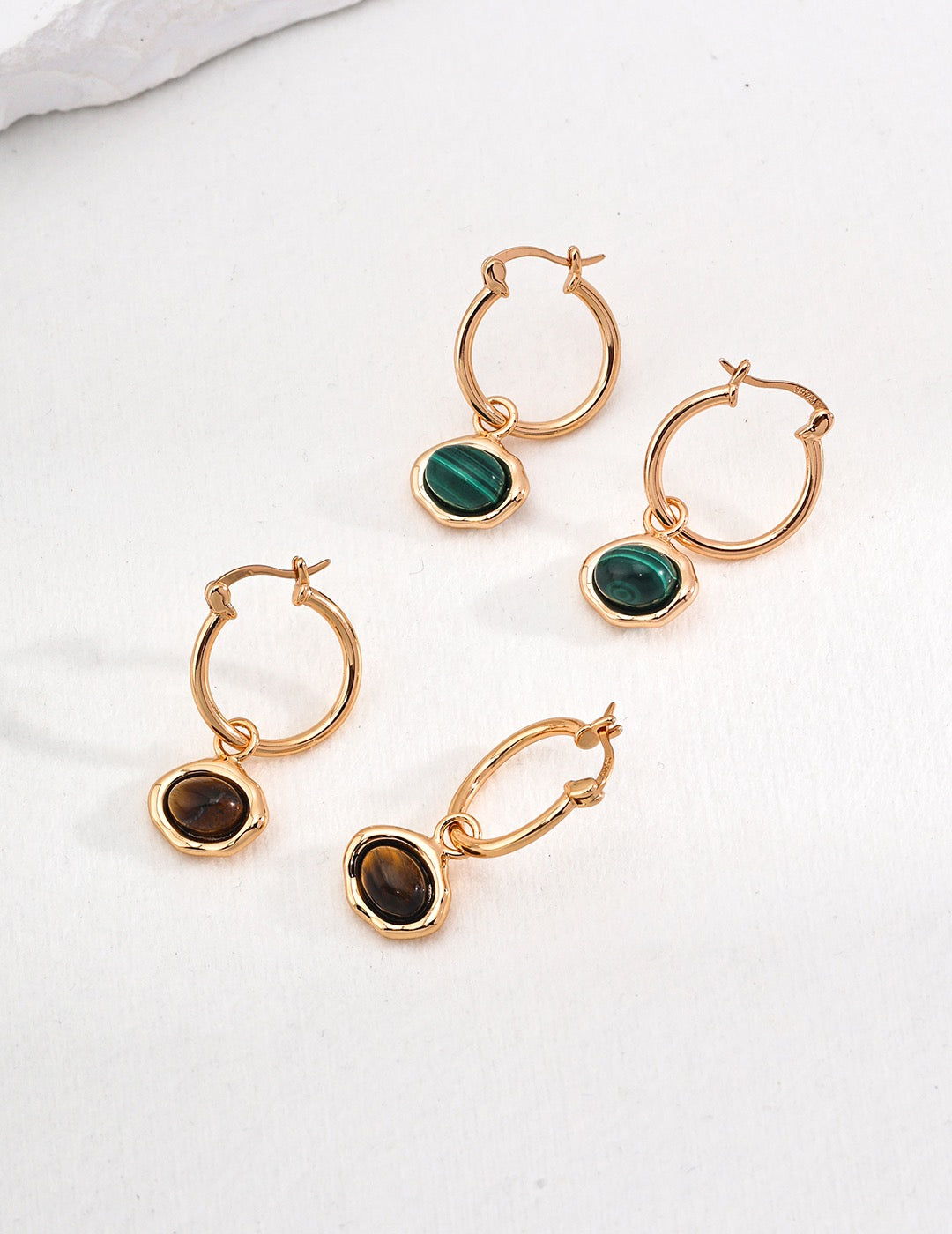 Earthsong Natural Tigerite / Malachite Earrings