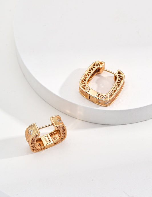 Golden Lattice Zircon Hoops