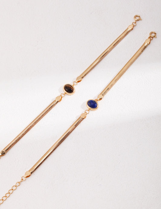 Natural Lapis Lazuli/Tigerite Golden Weave Bracelet