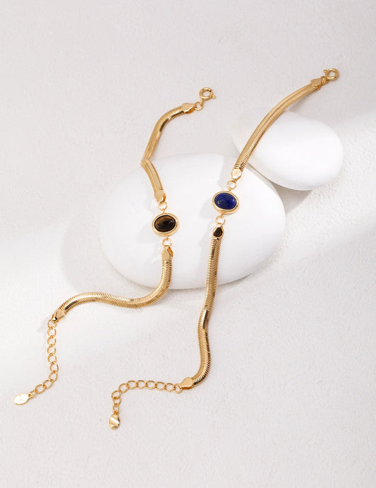 Natural Lapis Lazuli/Tigerite Golden Weave Bracelet
