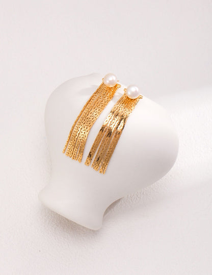 Sophisticated Pearl Tassel Earrings