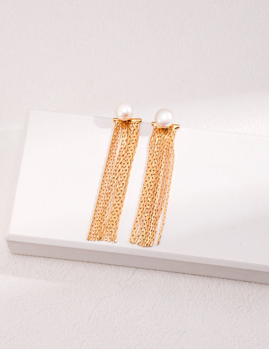 Sophisticated Pearl Tassel Earrings