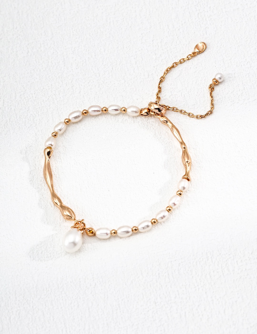 Sterling Sliver Artisanal Pearl Wave Bracelet